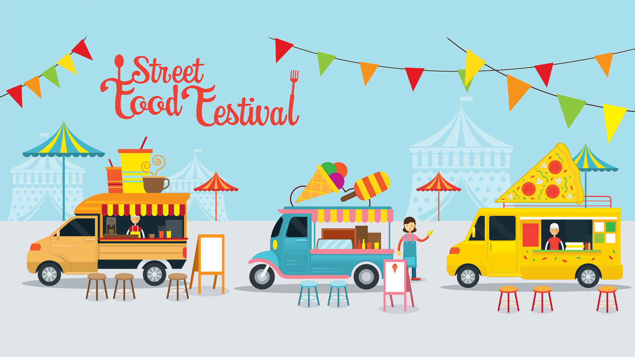 Street Food Festival als Zeichnung